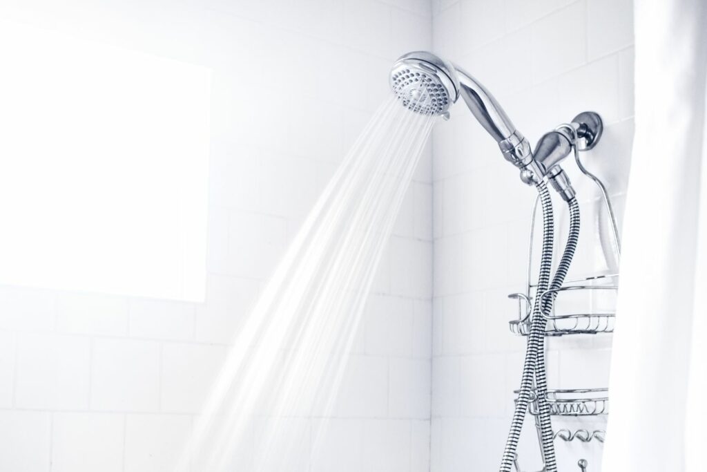 shower head spraying water